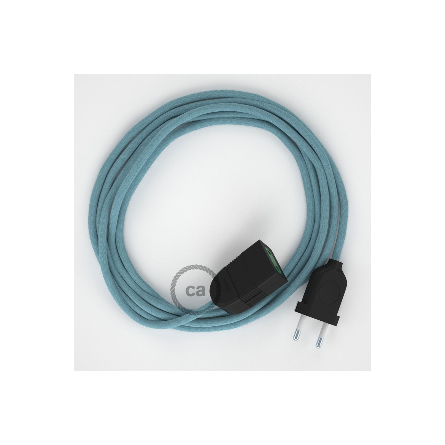 Produžni kabel za napajanje (2P 10A) Svjetlo Plavi Pamuk RC53 - Made in Italy