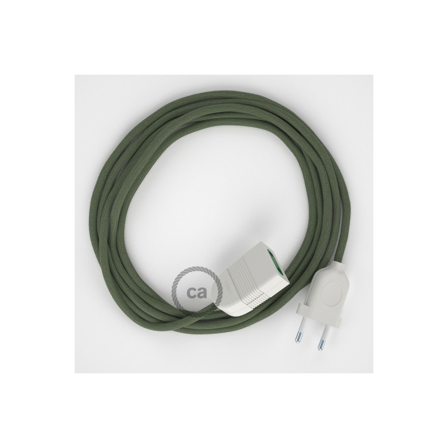 Produžni kabel za napajanje (2P 10A) Sivo-Zeleni Pamuk RC63 - Made in Italy
