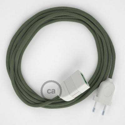 Produžni kabel za napajanje (2P 10A) Sivo-Zeleni Pamuk RC63 - Made in Italy