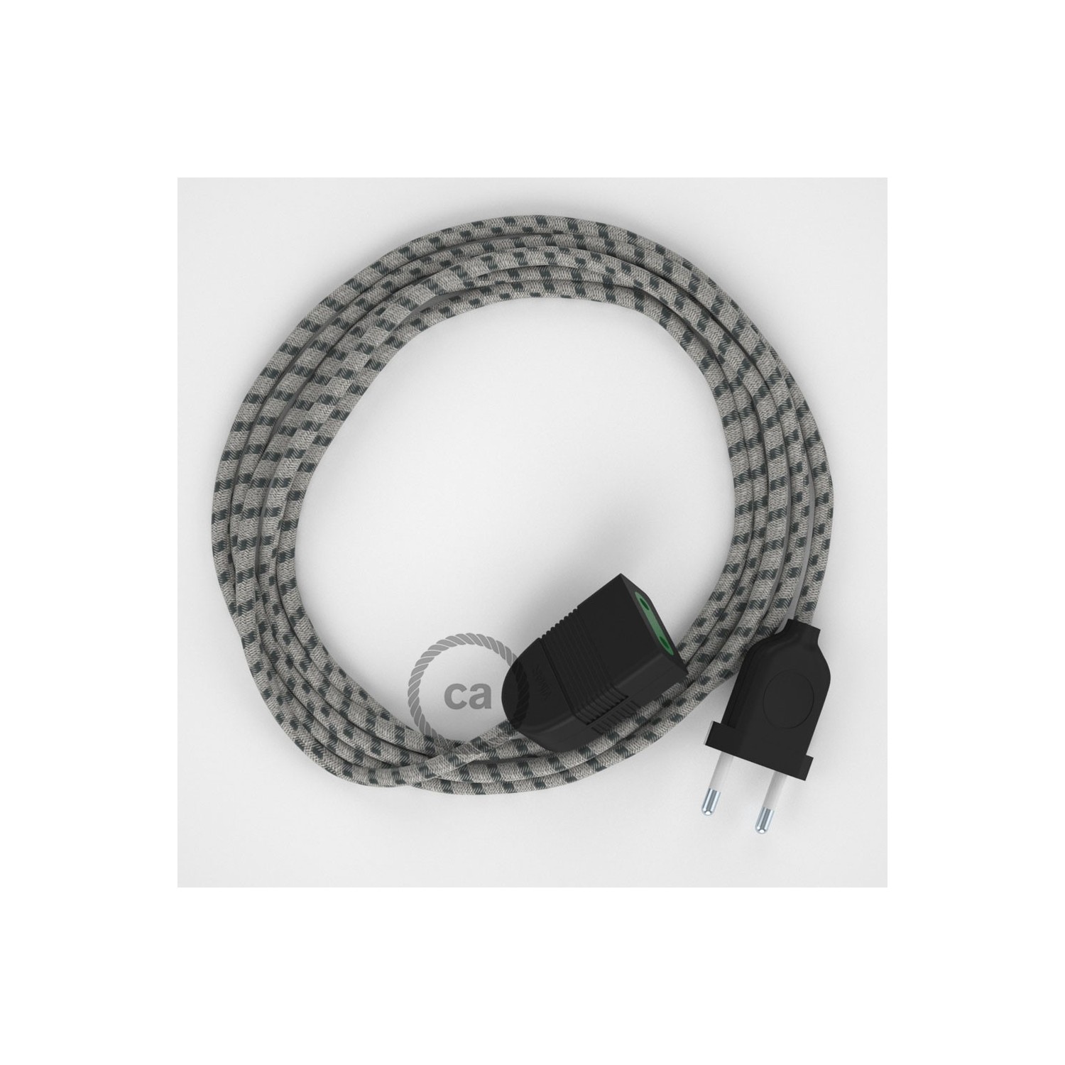 Produžni kabel za napajanje (2P 10A) Crte, Antracit Pamuk i Prirodni Lan RD54 - Made in Italy