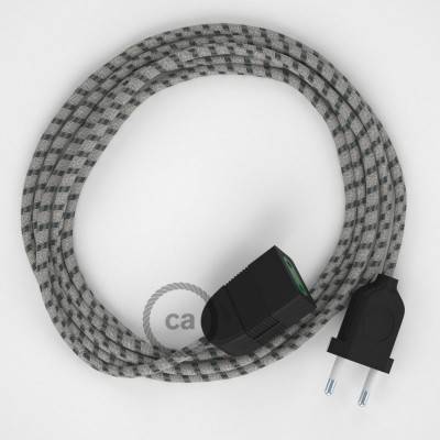 Produžni kabel za napajanje (2P 10A) Crte, Antracit Pamuk i Prirodni Lan RD54 - Made in Italy