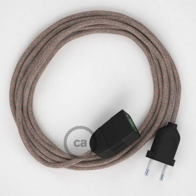 Produžni kabel za napajanje (2P 10A) Romb, Ružičasti Pamuk i Prirodni Lan RD61 - Made in Italy