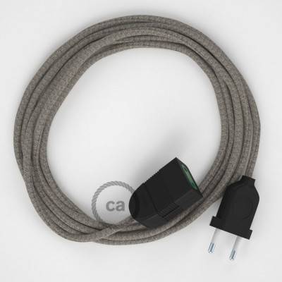 Produžni kabel za napajanje (2P 10A) Romb, Timijan Zeleni Pamuk i Prirodni Lan RD62 - Made in Italy
