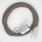Produžni kabel za napajanje (2P 10A) Romb, Braon Pamuk i Prirodni Lan RD63 - Made in Italy