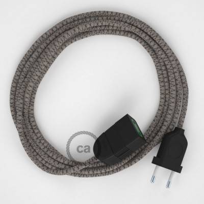 Produžni kabel za napajanje (2P 10A) Romb,Antracit Pamuk i Prirodni Lan RD64 - Made in Italy