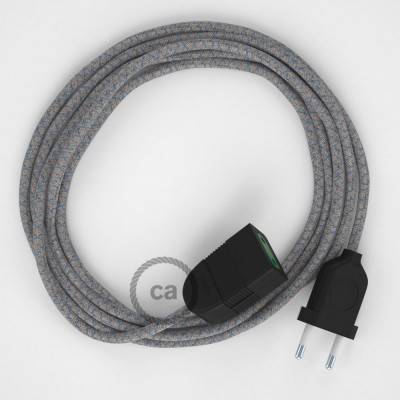 Produžni kabel za napajanje (2P 10A) Romb, Nebesko Plavi Pamuk i Prirodni Lan RD65 - Made in Italy
