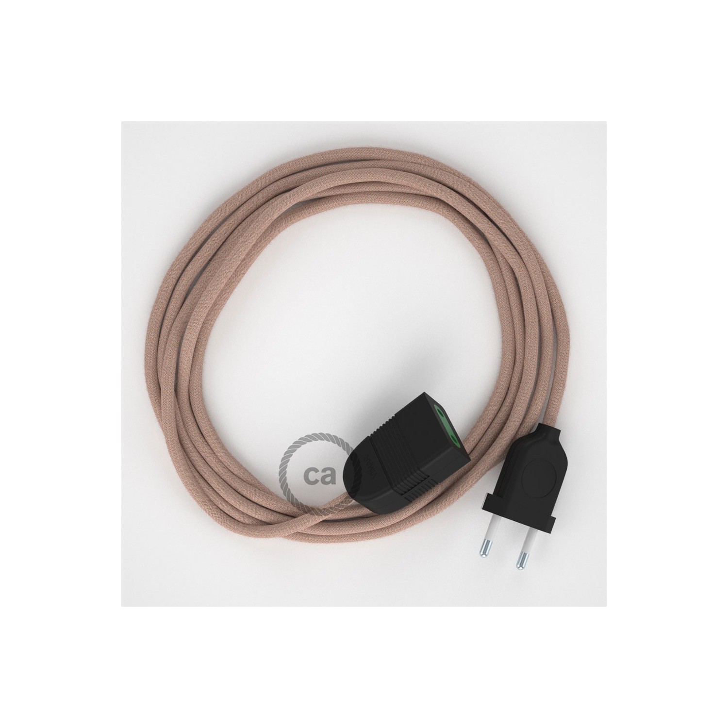 Produžni kabel za napajanje (2P 10A) Cik-Cak, Ružičasti Pamuk i Prirodni Lan RD71 - Made in Italy