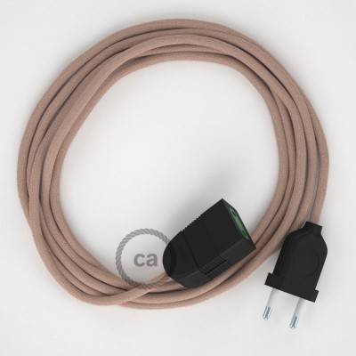 Produžni kabel za napajanje (2P 10A) Cik-Cak, Ružičasti Pamuk i Prirodni Lan RD71 - Made in Italy