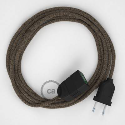 Produžni kabel za napajanje (2P 10A) Cik-Cak, Braon Pamuk i Prirodni Lan RD73 - Made in Italy