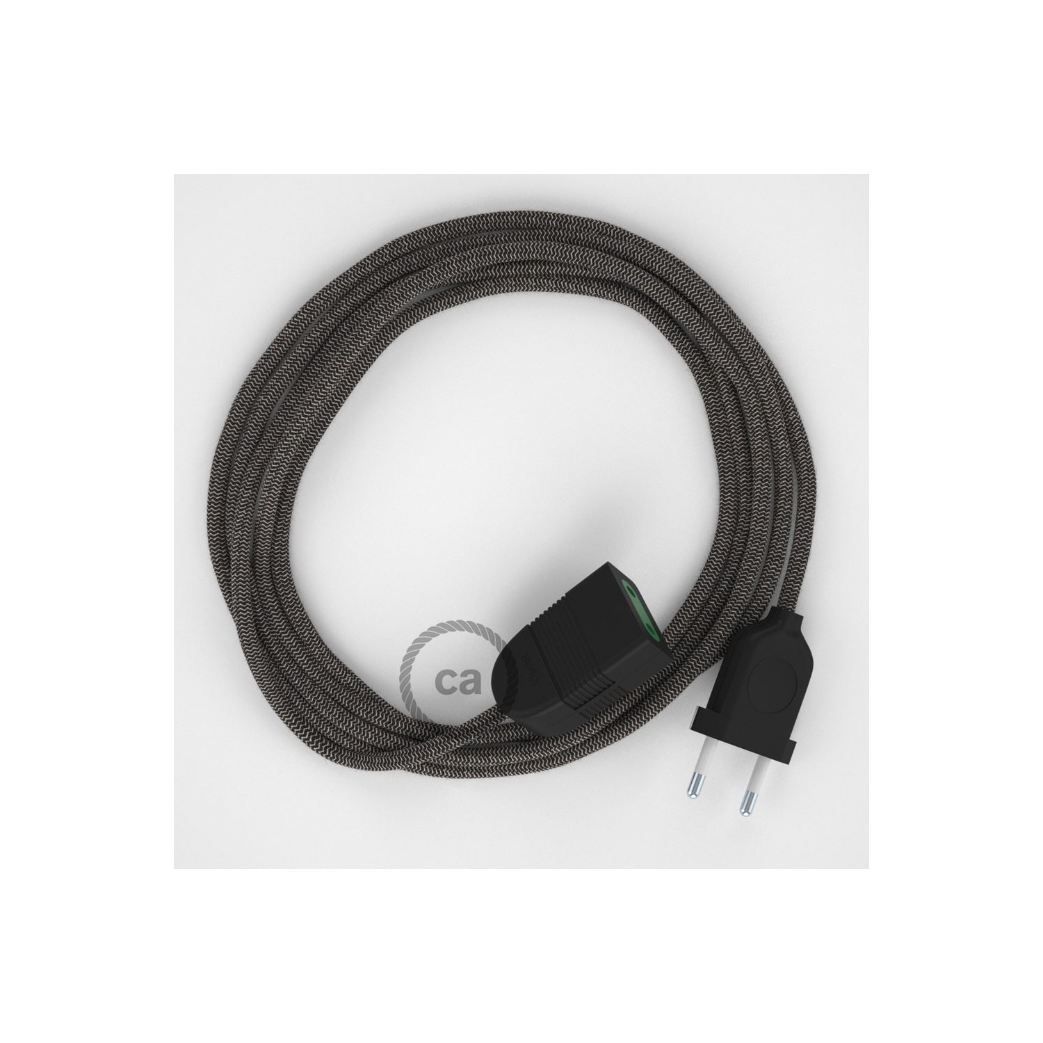 Produžni kabel za napajanje (2P 10A) Cik-Cak, Antracit Pamuk i Prirodni Lan RD74 - Made in Italy