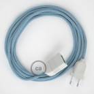 Produžni kabel za napajanje (2P 10A) Cik-Cak, Nebesko Plavi Pamuk i Prirodni Lan RD75 - Made in Italy