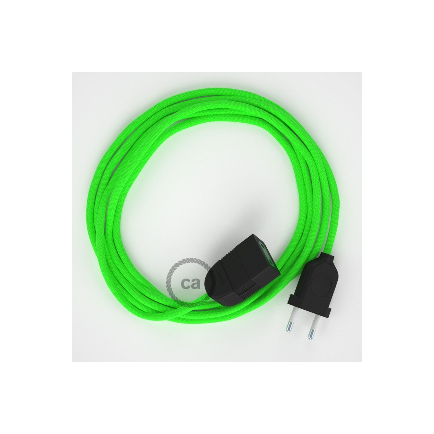 Produžni kabel za napajanje (2P 10A) Zeleni Fluo Rajon RF06 - Made in Italy