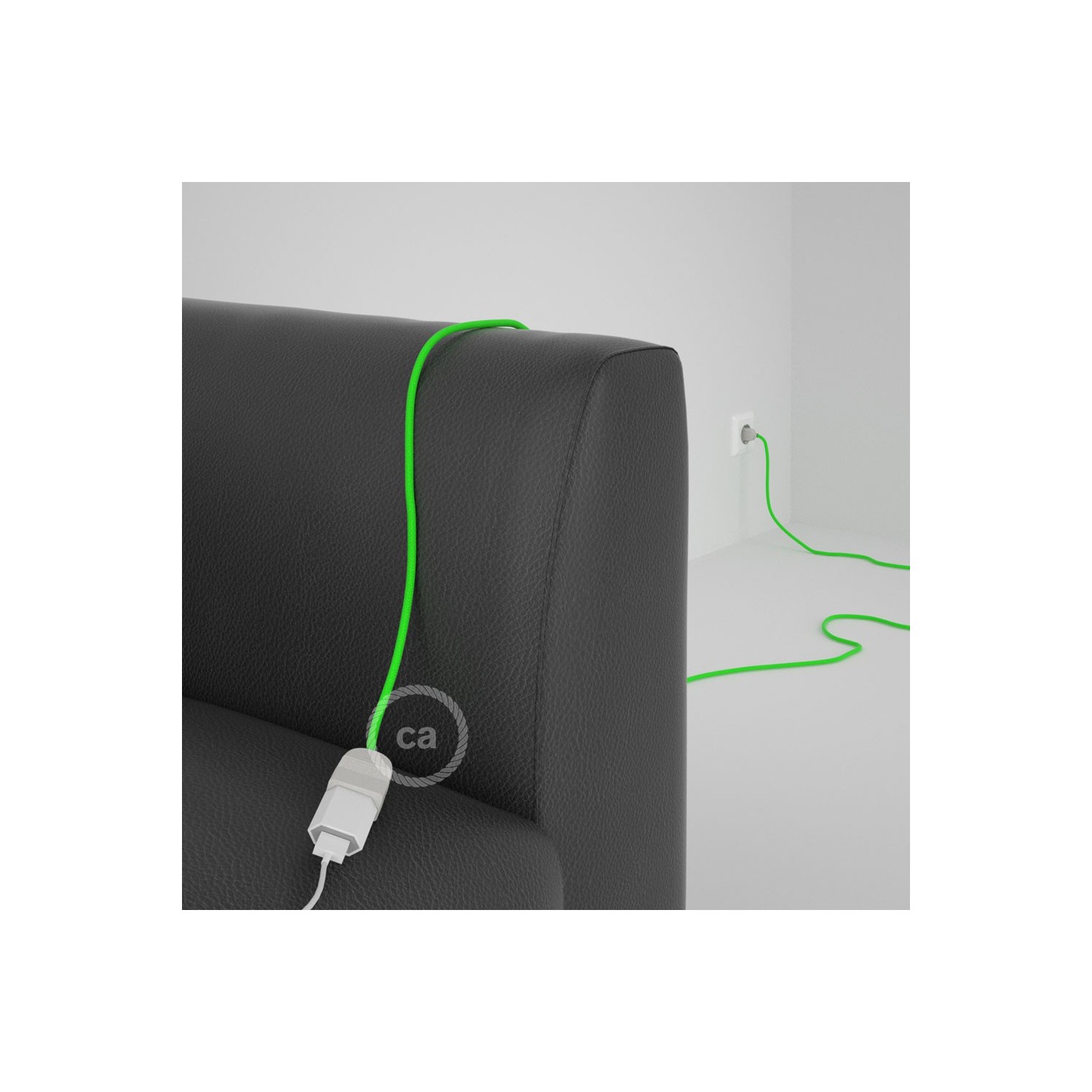 Produžni kabel za napajanje (2P 10A) Zeleni Fluo Rajon RF06 - Made in Italy