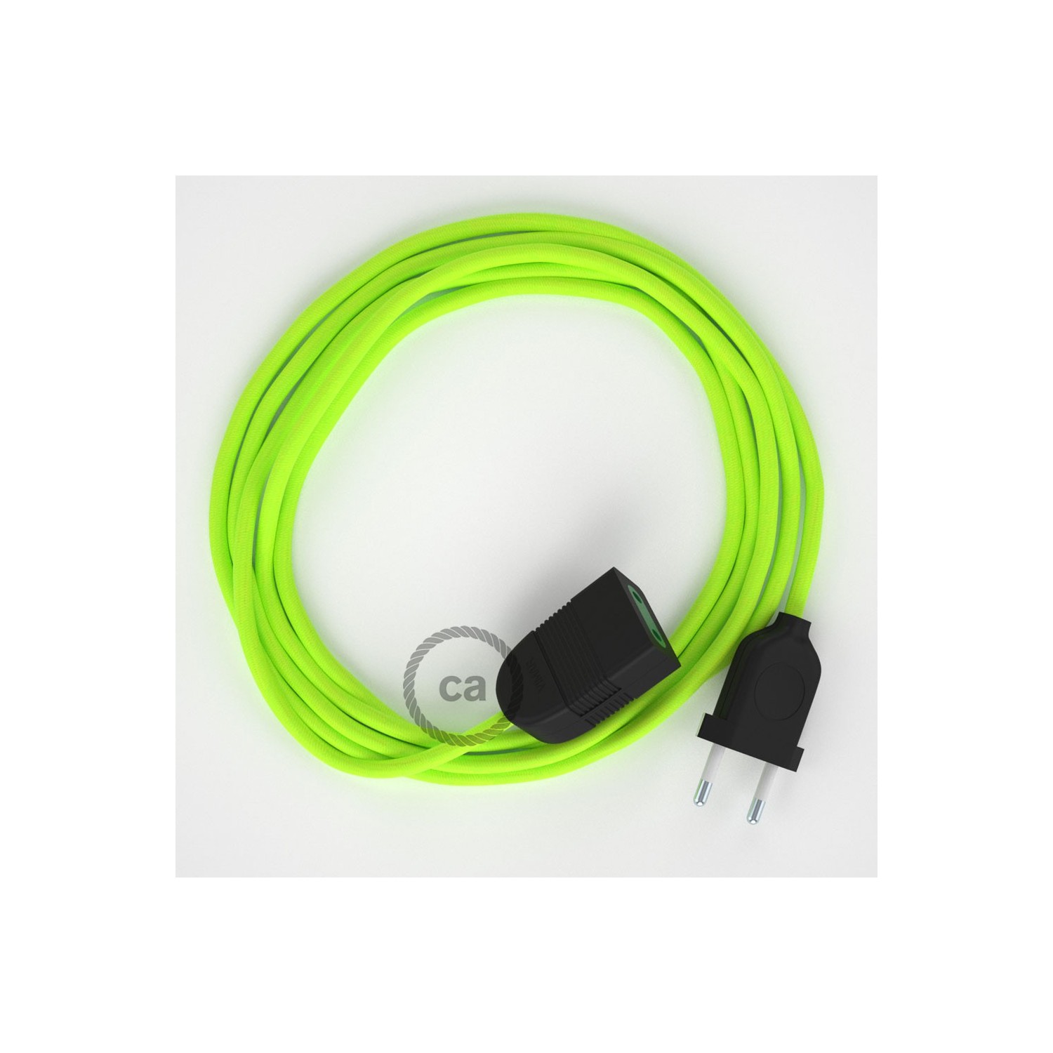 Produžni kabel za napajanje (2P 10A) Žuti Fluo Rajon RF10 - Made in Italy