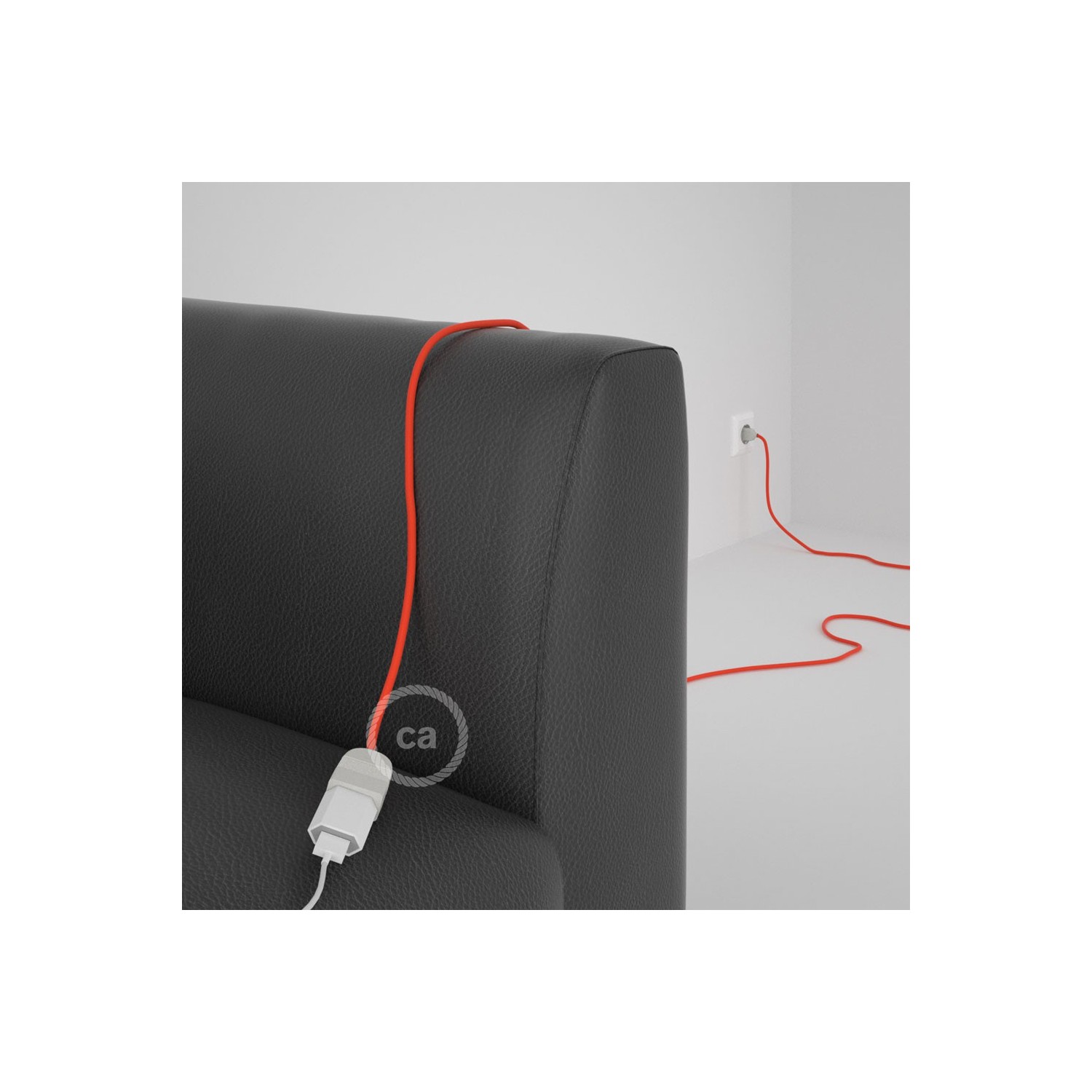 Produžni kabel za napajanje (2P 10A) Narančasti Fluo Rajon RF15 - Made in Italy
