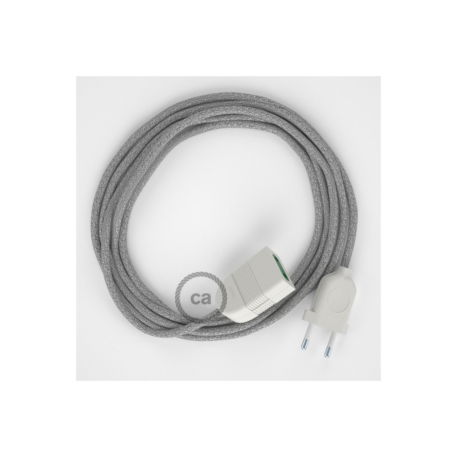 Produžni kabel za napajanje (2P 10A) Blještavo Srebrni Rajon RL02 - Made in Italy