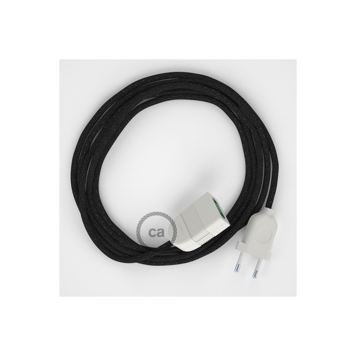 Produžni kabel za napajanje (2P 10A) Blještavo Crni Rajon RL04 - Made in Italy