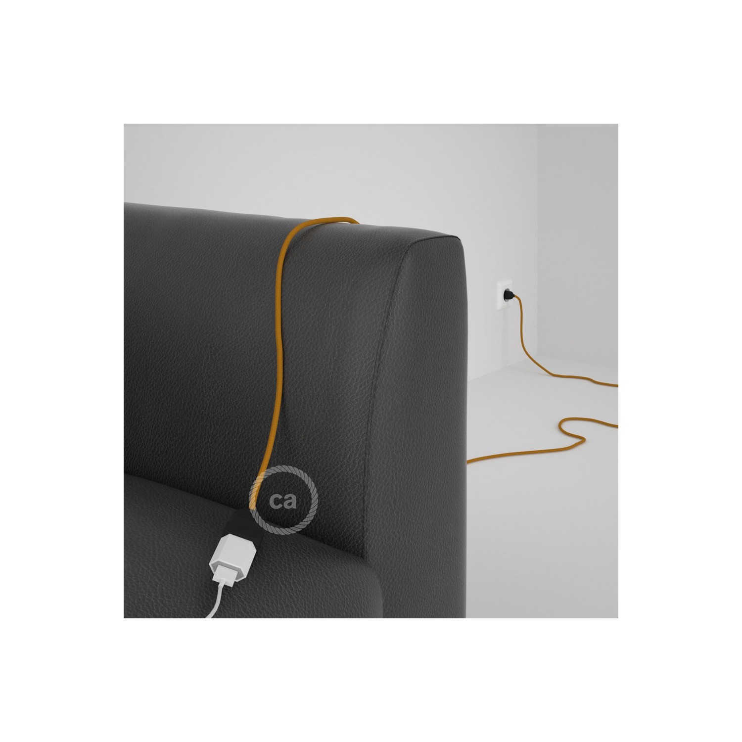 Produžni kabel za napajanje (2P 10A) Senf Žuti Rajon RM25 - Made in Italy