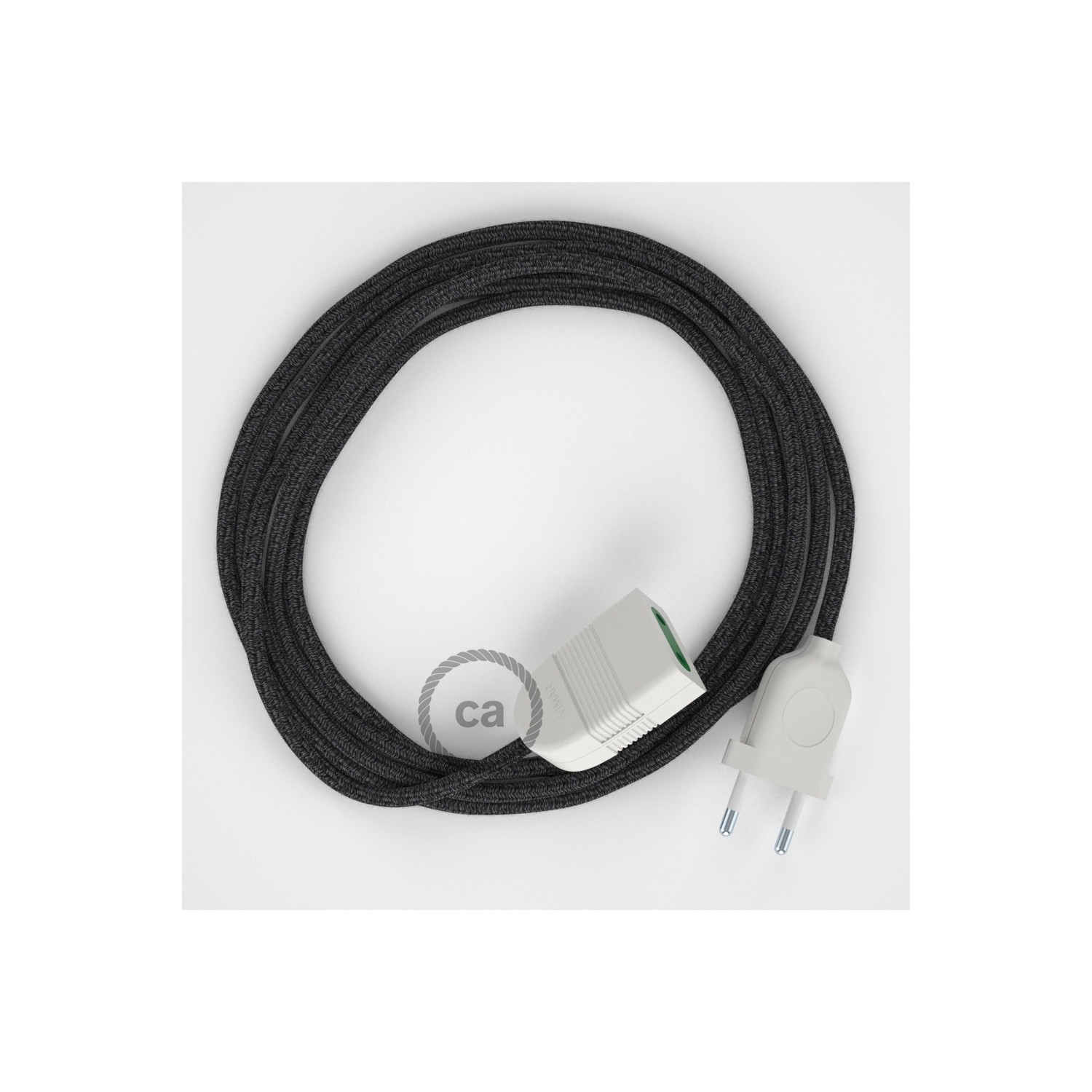 Produžni kabel za napajanje (2P 10A) Antracit Prirodni Lan RN03 - Made in Italy