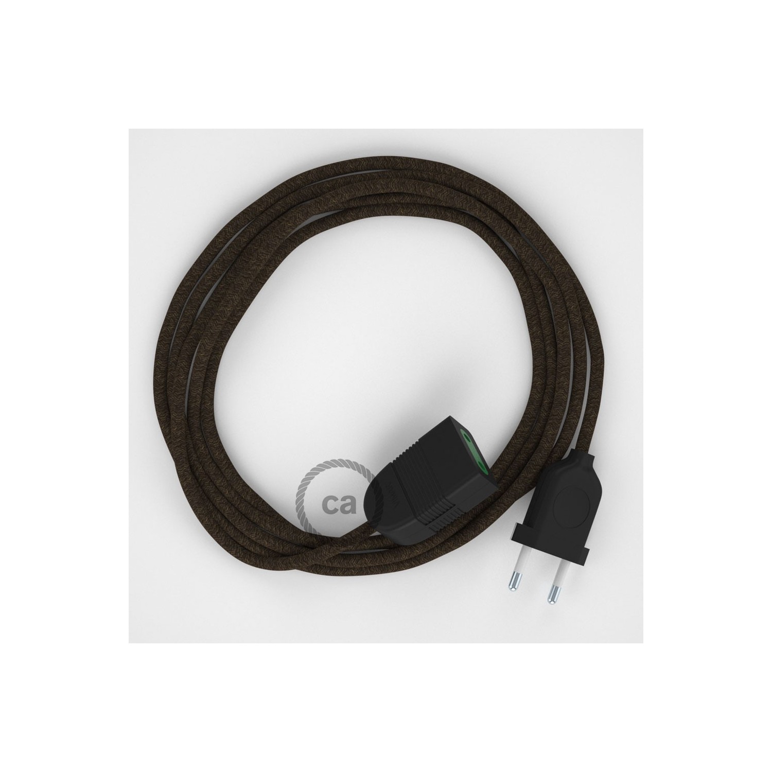 Produžni kabel za napajanje (2P 10A) Braon Prirodni Lan RN04 - Made in Italy
