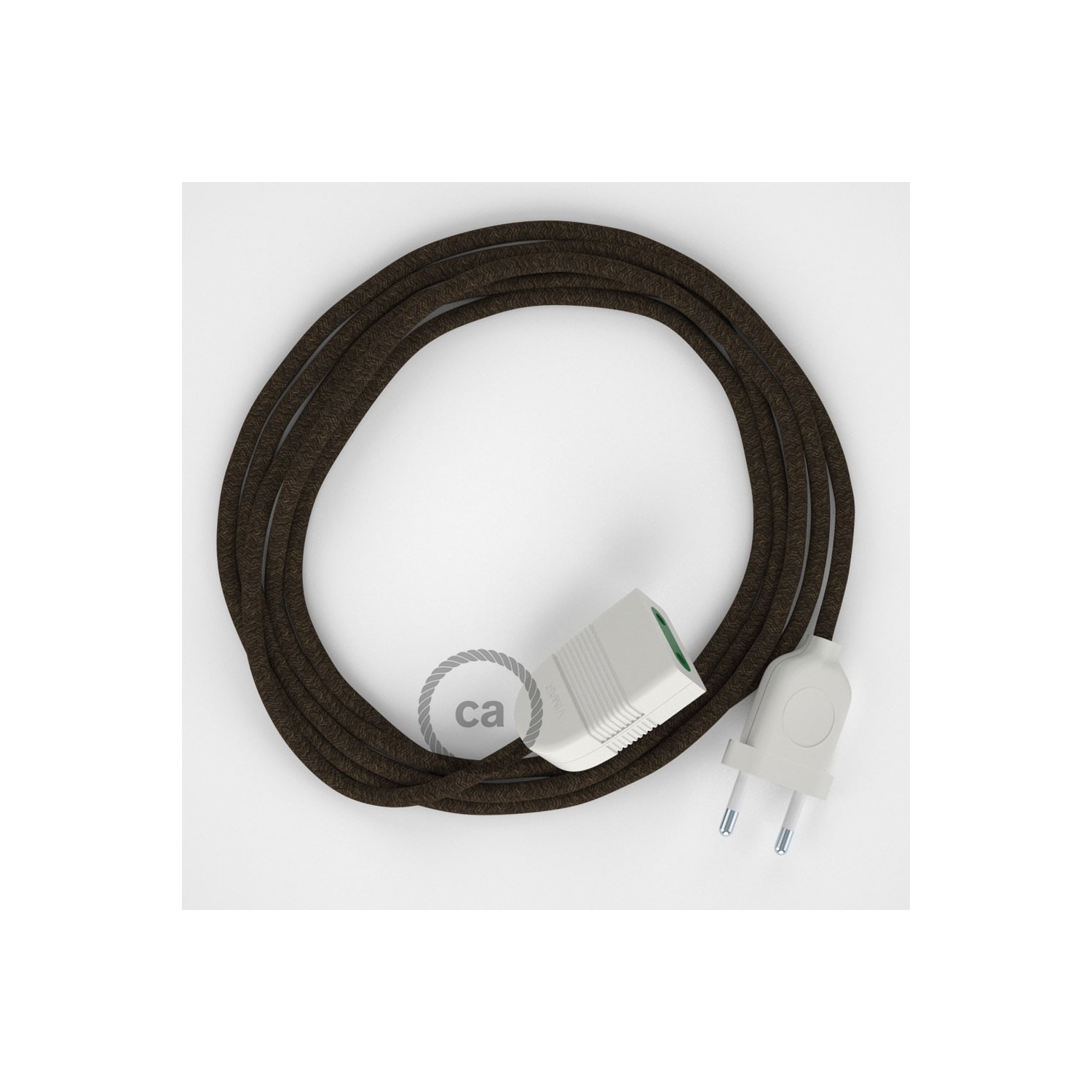 Produžni kabel za napajanje (2P 10A) Braon Prirodni Lan RN04 - Made in Italy