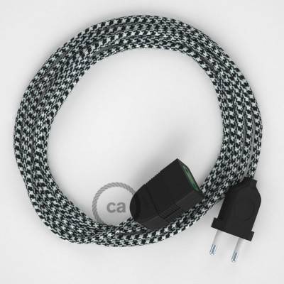 Produžni kabel za napajanje (2P 10A) Uzorkom Crni Rajon RP04 - Made in Italy