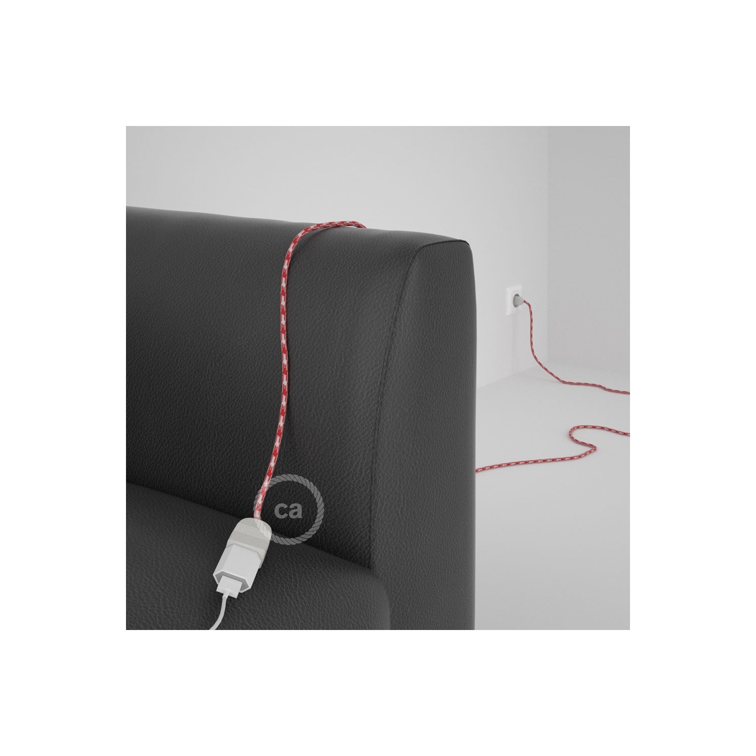 Produžni kabel za napajanje (2P 10A) Uzorkom Crveni Rajon RP09 - Made in Italy