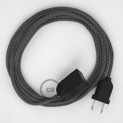Produžni kabel za napajanje (2P 10A) Crni Pamuk i Prirodni Lan RS81 - Made in Italy