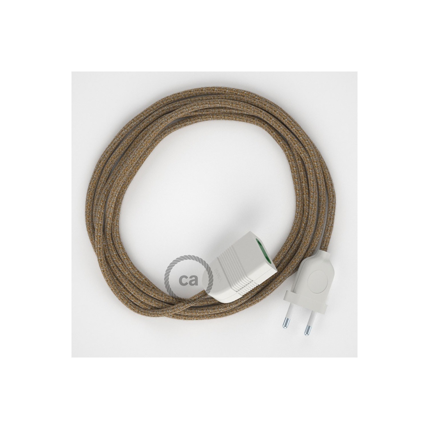 Produžni kabel za napajanje (2P 10A) Braon Pamuk i Prirodni Lan RS82 - Made in Italy