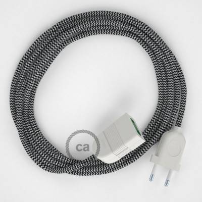 Produžni kabel za napajanje (2P 10A) Cik-Cak Crni Rajon RZ04 - Made in Italy