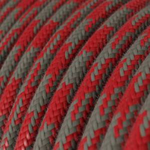 Okrugli tekstilni električni kabel, pamuk, vatreno-crvena i siva RP28