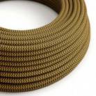 Okrugli tekstilni električni kabel, pamuk, zig-zag, medeno-zlatni i antracit RZ27