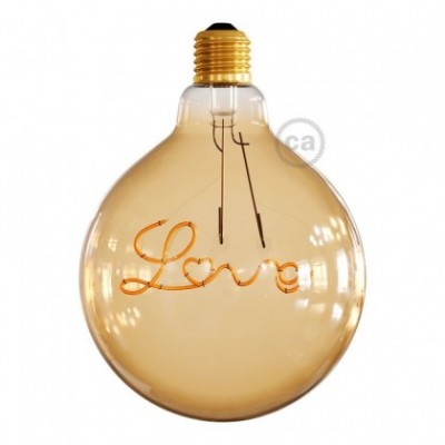 LED zlatna žarulja za viseće lampe - Globe G125 jednestruka žarna nit oblika “Love” - 5W E27 dekorativna Vintage 2000K