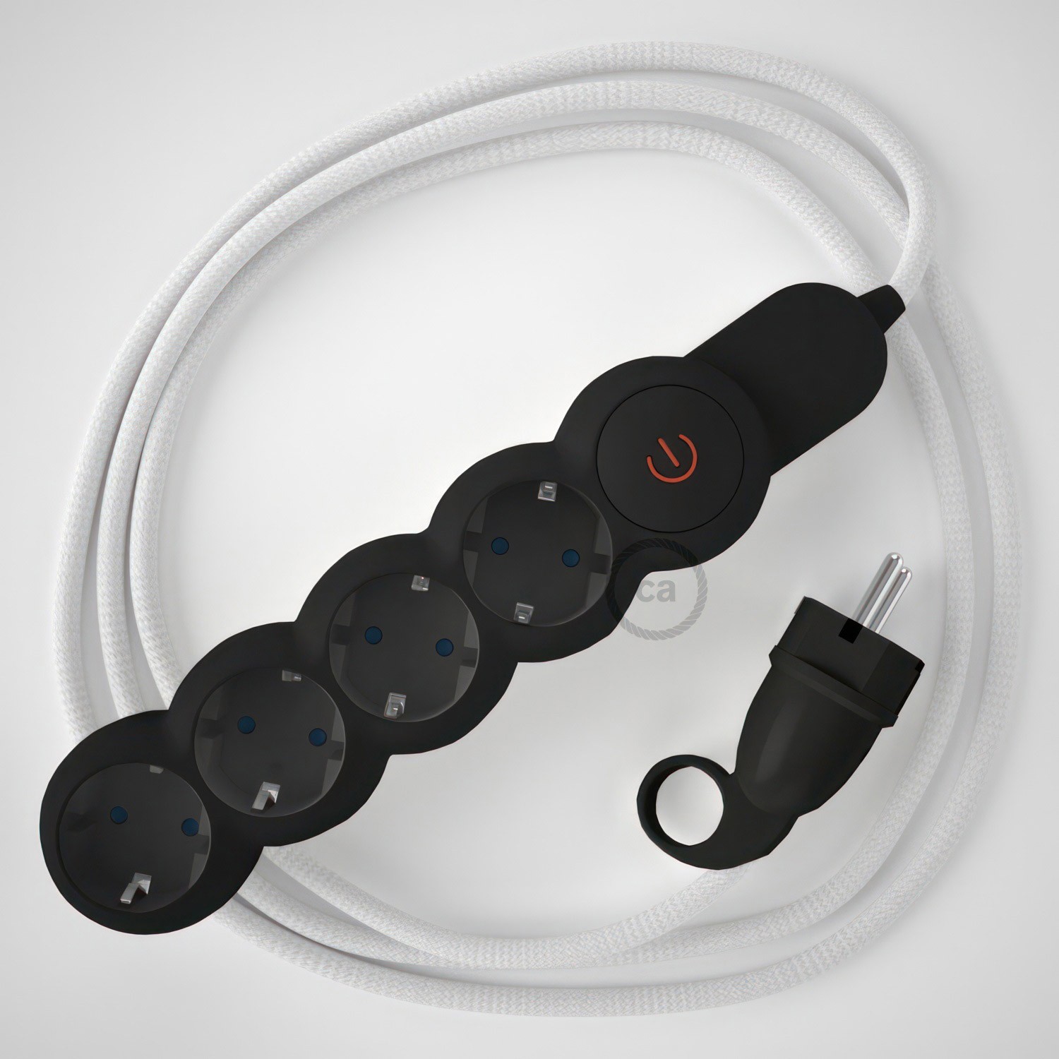 Razdjelnik s električnim tekstilnim kabelom Bijeli RM01 i s udobnim šuko utikačem