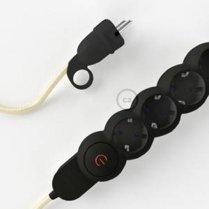 Razdjelnik s električnim tekstilnim kabelom Slonovača RM00 i s udobnim šuko utikačem