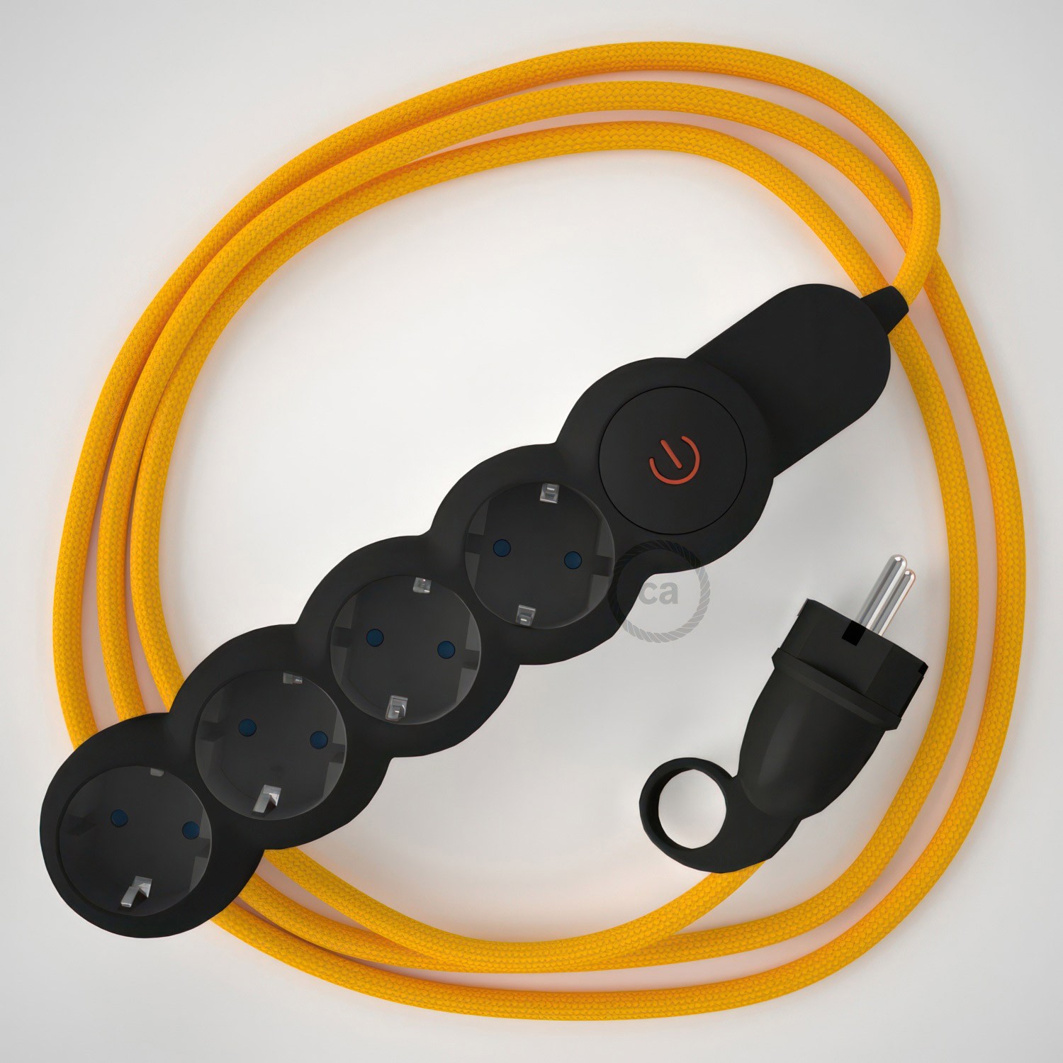 Razdjelnik s električnim tekstilnim kabelom Žuti RM10 i s udobnim šuko utikačem