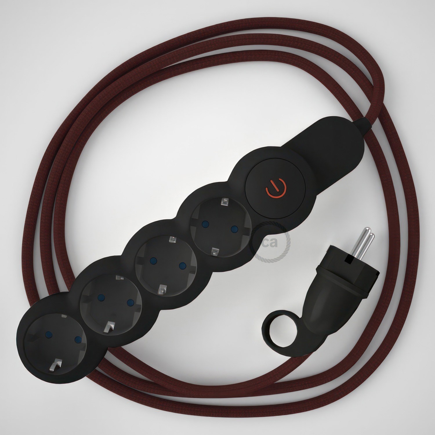 Razdjelnik s električnim tekstilnim kabelom Bordo RM19 i s udobnim šuko utikačem