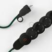 Razdjelnik s električnim tekstilnim kabelom Tamno Zeleni RM21 i s udobnim šuko utikačem