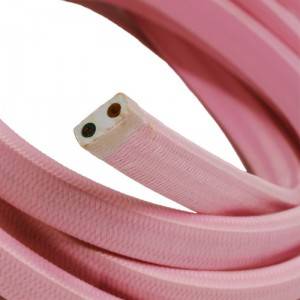 Tekstilni električni kabel za Svjetlosni lanac prekriven CM16 Baby Pink tekstilom