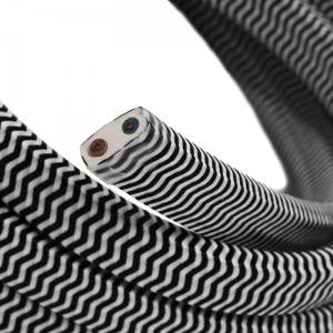 Tekstilni električni kabel za Svjetlosni lanac prekriven CZ04 ZigZag crno-bijelim tekstilom