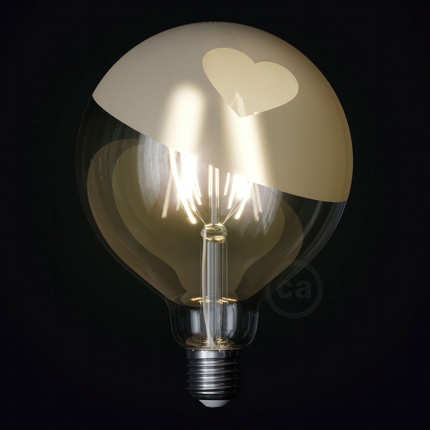 LED žarulja globus G125 zakrivljena spiralna nit - Tattoo Lamp® Cuore 4W E27 2700K