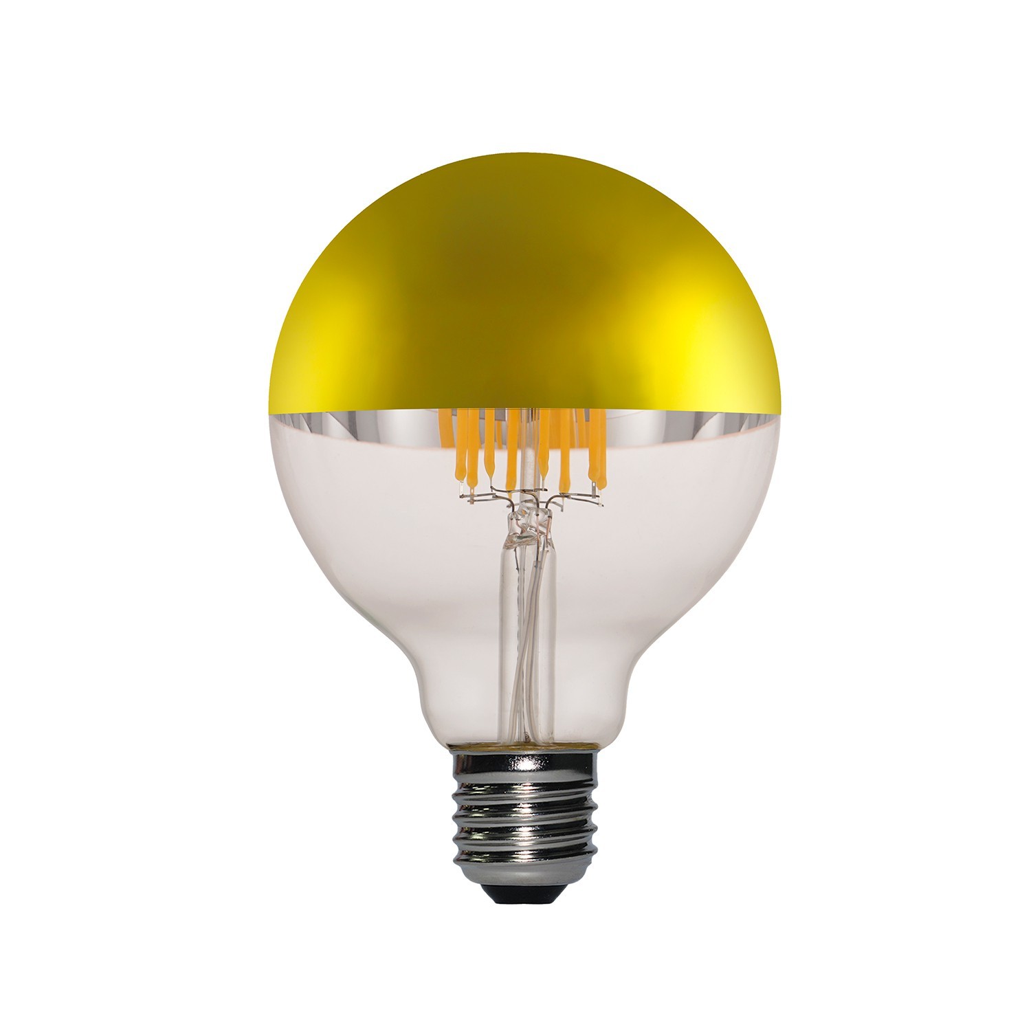 Zlatna "half sphere" Globe G95 LED žarulja 7W E27 2700K dimabilna ( s prigušivanjem svjetla )