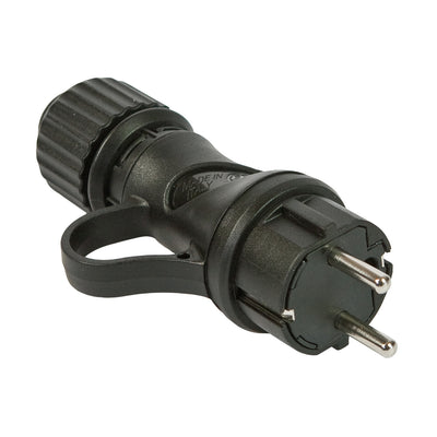 Utikač Schuko crni 16A 250V IP44 za vanjsku upotrebu - Kompatibilan sa sustavom Modulair - Crni