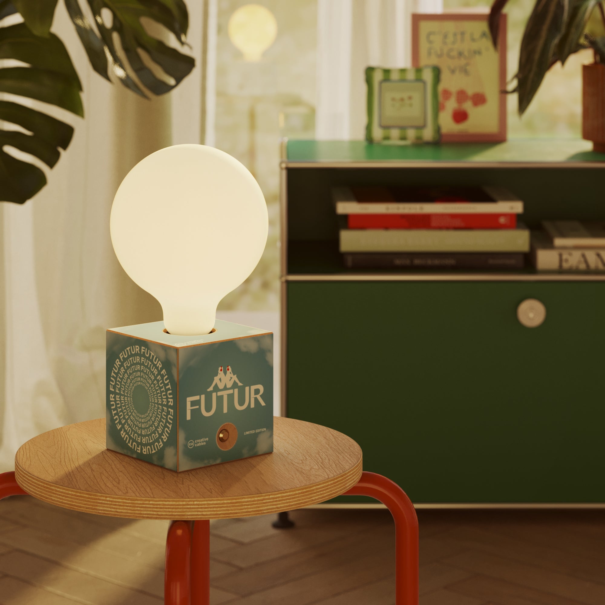Baterijska lampa Cabless03 "Futur" s globus žaruljom s efektom porculana - Futur Festival