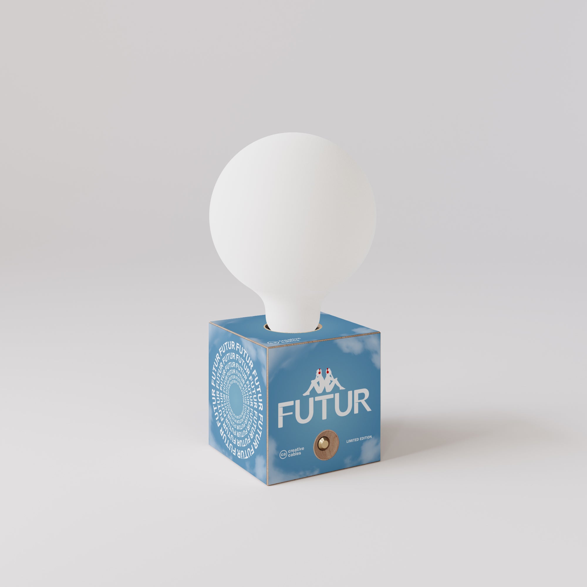 Baterijska lampa Cabless03 "Futur" s globus žaruljom s efektom porculana - Futur Festival