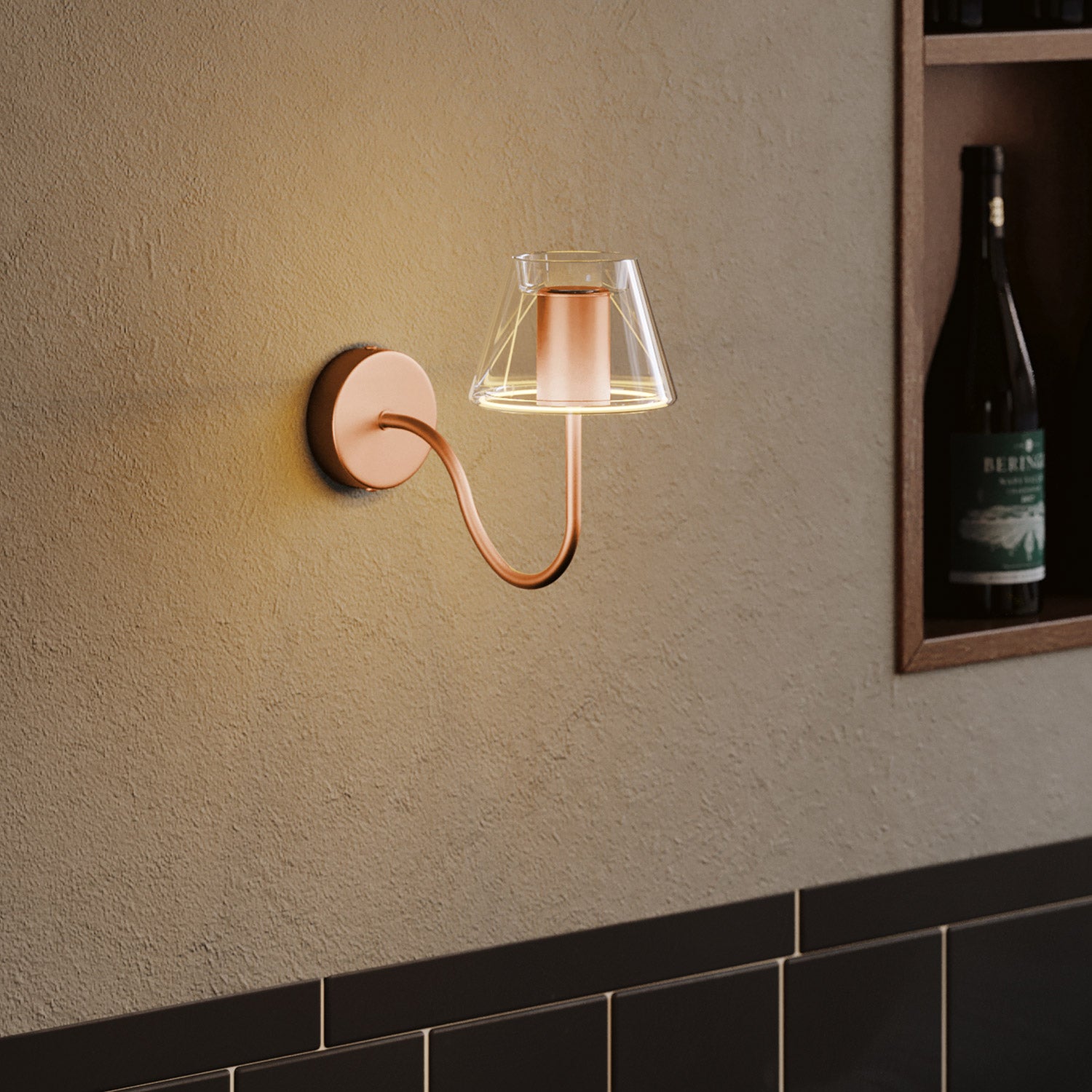 Zakrivljena S produžna cijev za lampu, 16,5 cm, metal - Satenasta bakra