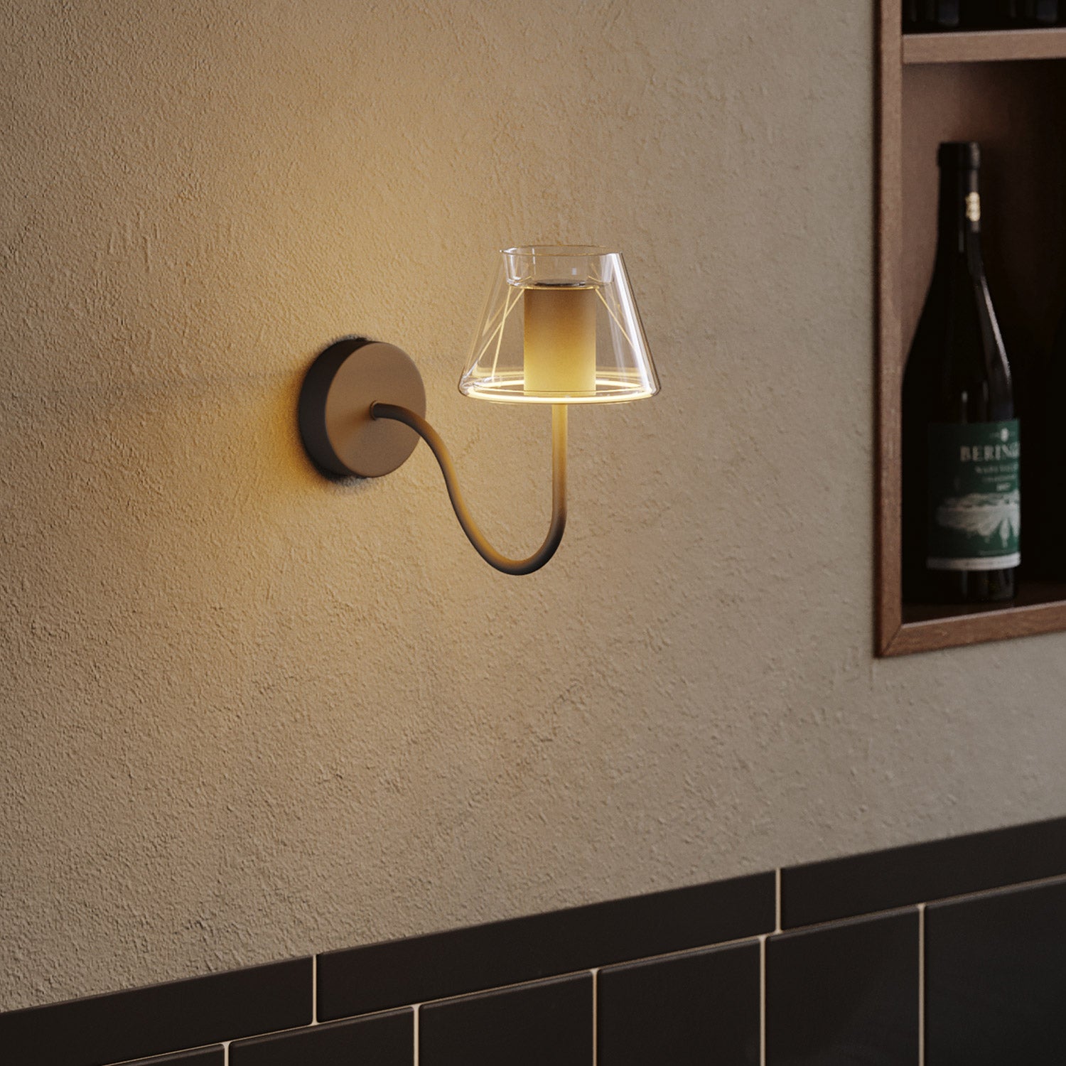 Zakrivljena S produžna cijev za lampu, 16,5 cm, metal – crna