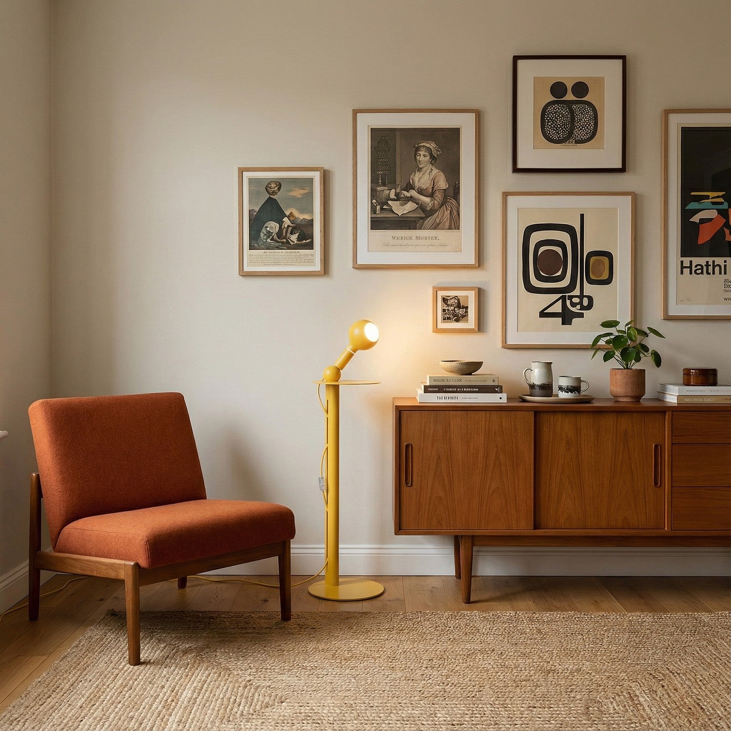 Rocco - Podna lampa s Utikač UK i Žarulja Camo - Žuta