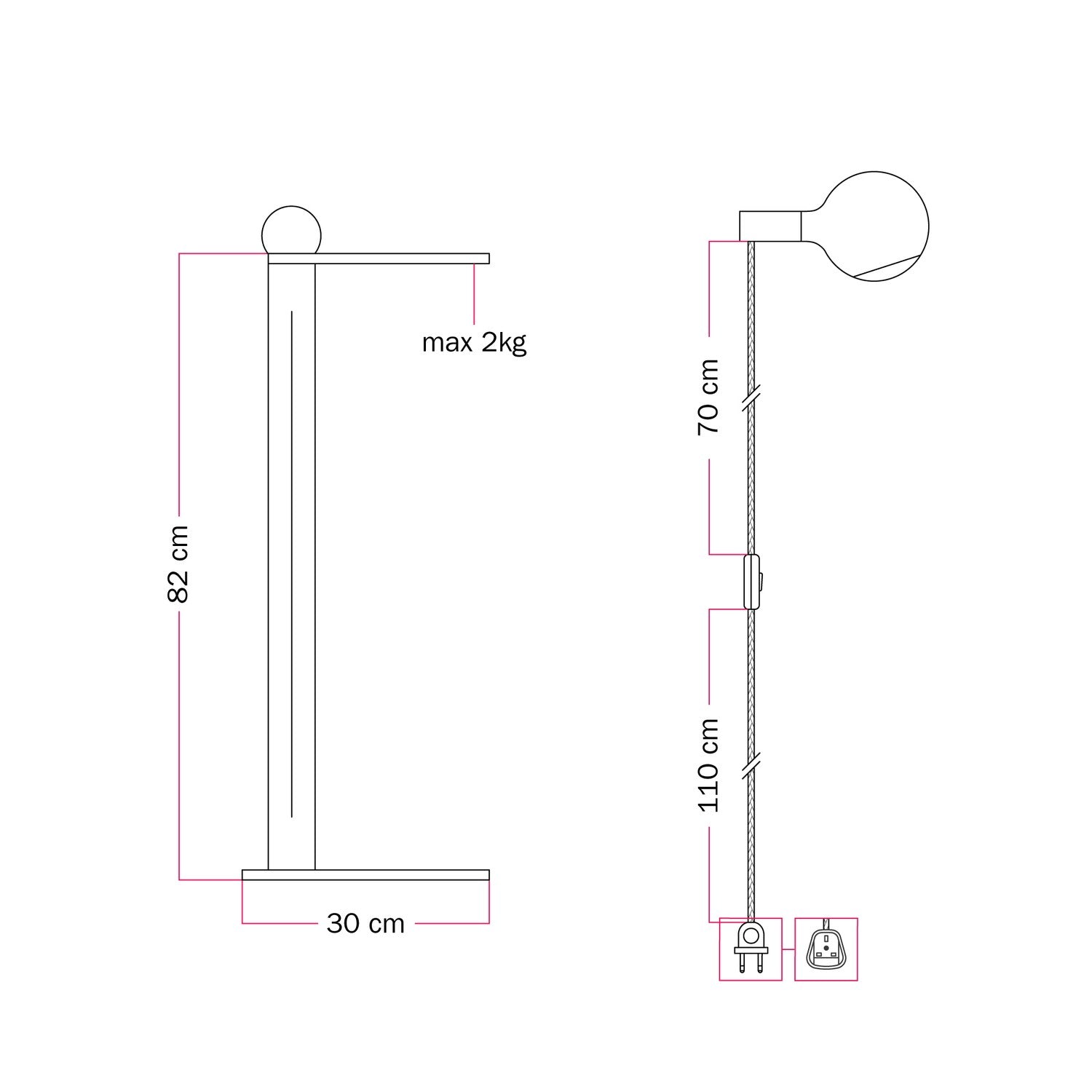 Rocco - Podna lampa s Utikač UK i Žarulja Camo - Žuta