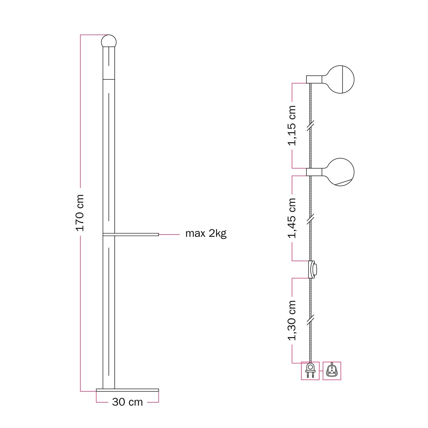 Rocco XXL - Podna lampa u više boja s UK utikačem i žaruljom Maria i Camo